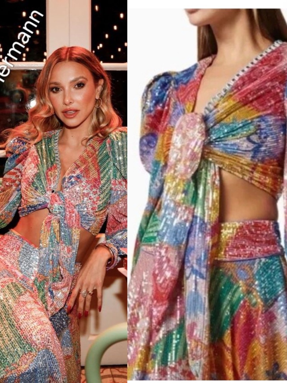 Celia B Fuji Sequined Crop Top XS